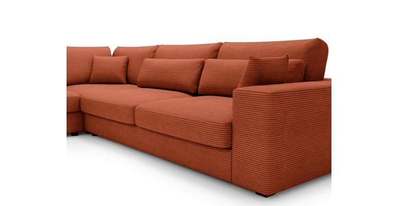 ECKSOFA in Cord Terracotta  - Terracotta/Schwarz, KONVENTIONELL, Kunststoff/Textil (250/314cm) - Carryhome