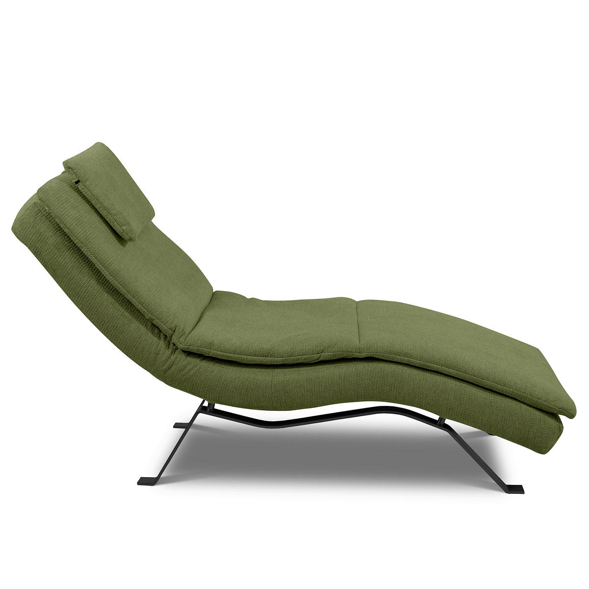 RELAXLIEGE Echtleder Grün  - Schwarz/Grün, Design, Leder/Metall (65/95/171cm) - Celina Home