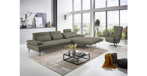 ECKSOFA in Velours Grau 310/180 cm - Schwarz/Grau, Design, Textil/Metall (310/180cm) - Dieter Knoll