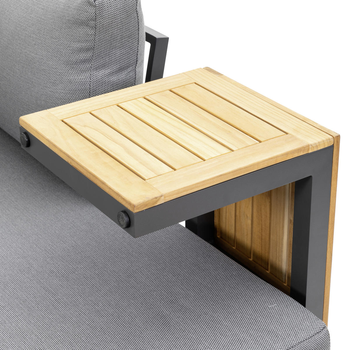 LOUNGEGARNITUR   253/70/175 cm Teakholz Aluminium  - Anthrazit/Grau, Basics, Holz/Textil (253/70/175cm) - Gardenson