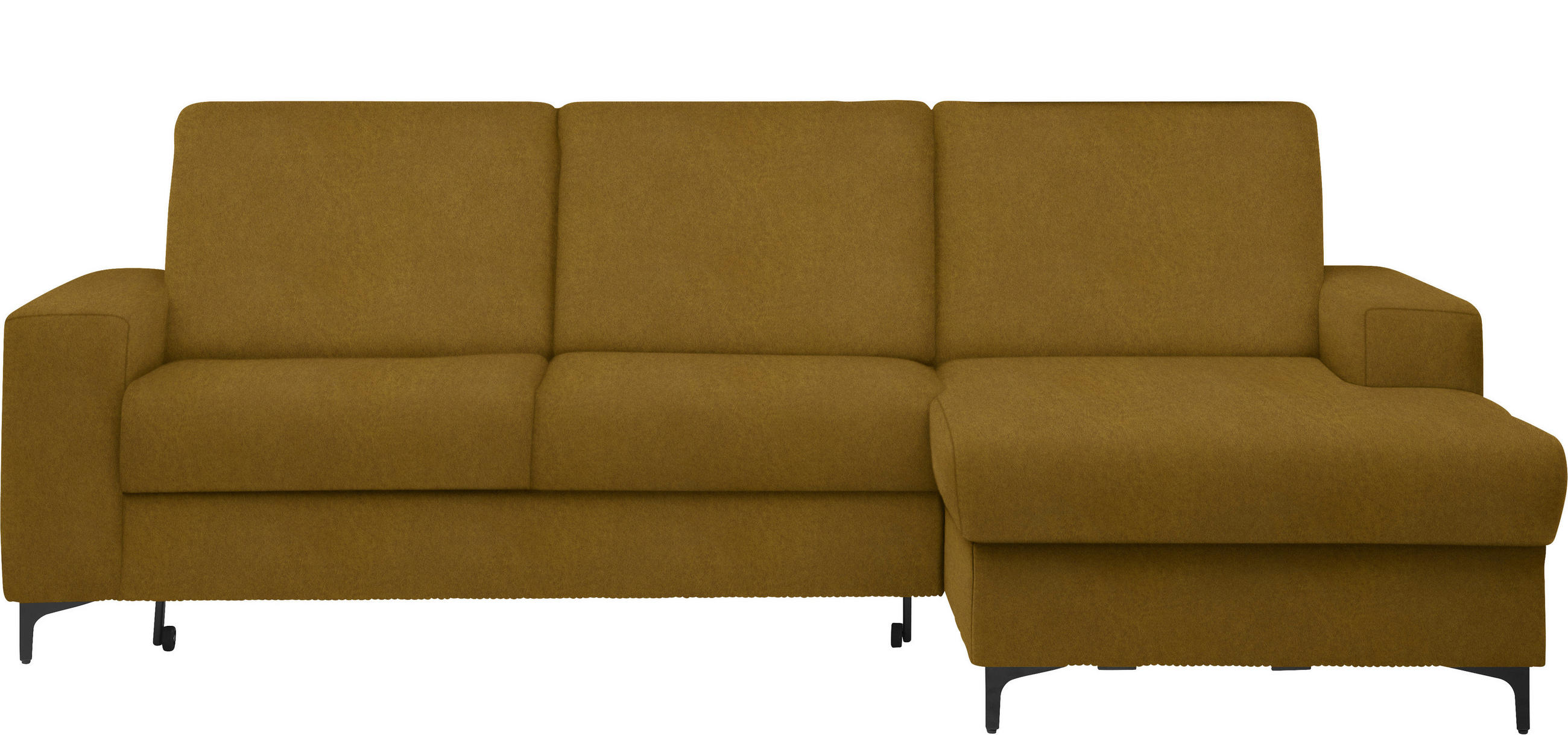 ECKSOFA in Velours Gelb  - Gelb/Schwarz, Konventionell, Textil/Metall (247/167cm) - Stylife