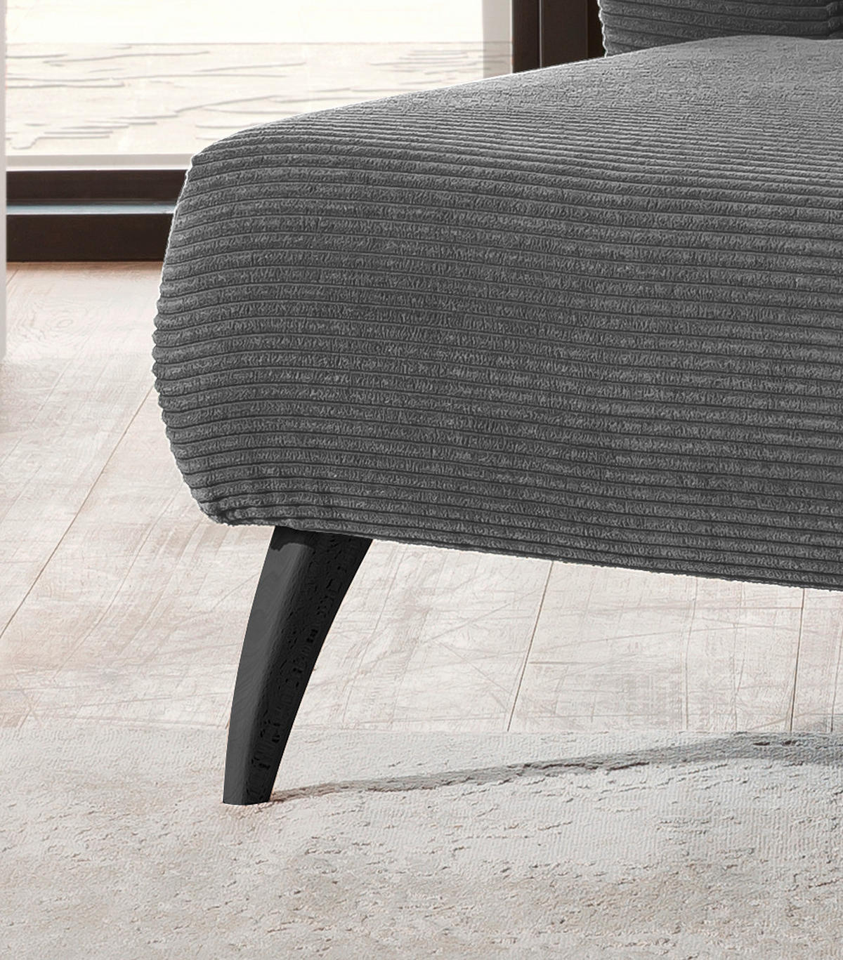 XXL-SESSEL in Cord Grau  - Schwarz/Grau, Modern, Holz/Textil (108/84/155cm) - MID.YOU