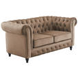 CHESTERFIELD-SOFA Samt Schwarz, Taupe  - Taupe/Schwarz, Trend, Holz/Textil (165/73/87cm) - Xora