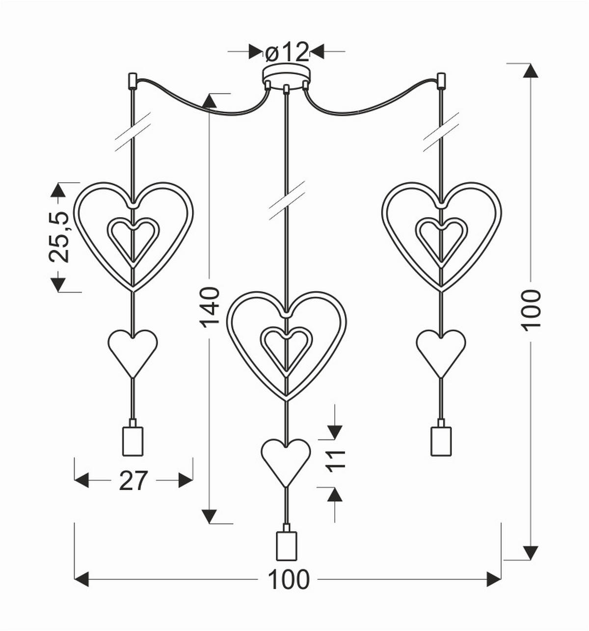 HÄNGLAMPA FÖR BARN Trio 100/27/100 cm  - vit/pink, Basics, metall/trämaterial (100/27/100cm)