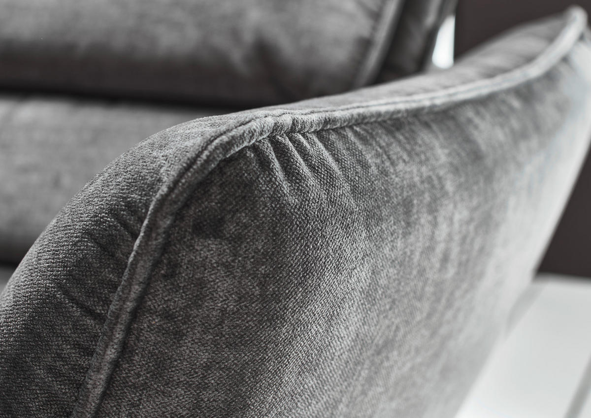 ECKSOFA in Velours Silberfarben  - Silberfarben/Schwarz, Design, Textil/Metall (153/283cm) - Valdera