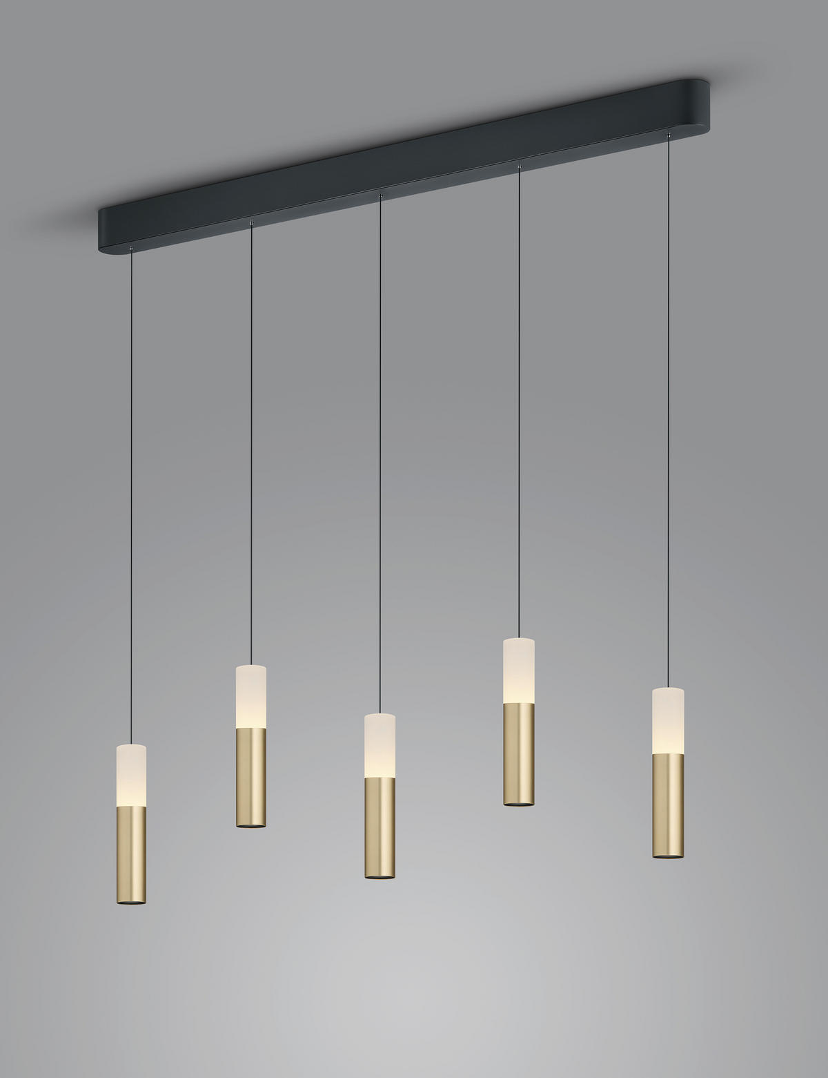 LED-PENDELLEUCHTE Lidos 130/6,5/210 cm  - Goldfarben/Schwarz, Design, Glas/Metall (130/6,5/210cm) - Helestra