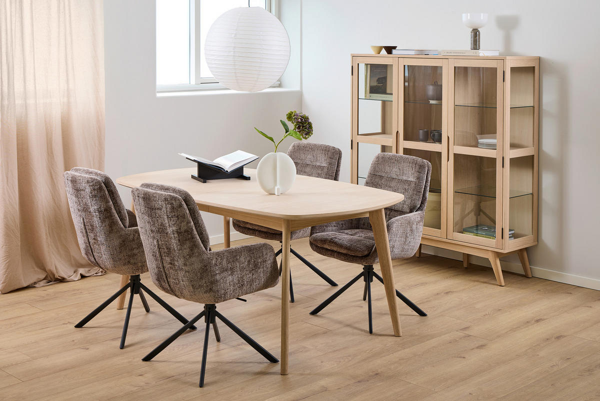 VITRINE MARTE in furniert Klar, Eichefarben  - Klar/Eichefarben, Design, Glas/Holzwerkstoff (140/148/40cm) - MID.YOU