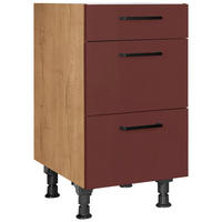 SCHUBKASTENUNTERSCHRANK 45/87/56 cm  in Rot, Eichefarben  - Eichefarben/Rot, MODERN, Holzwerkstoff/Metall (45/87/56cm) - Nobilia