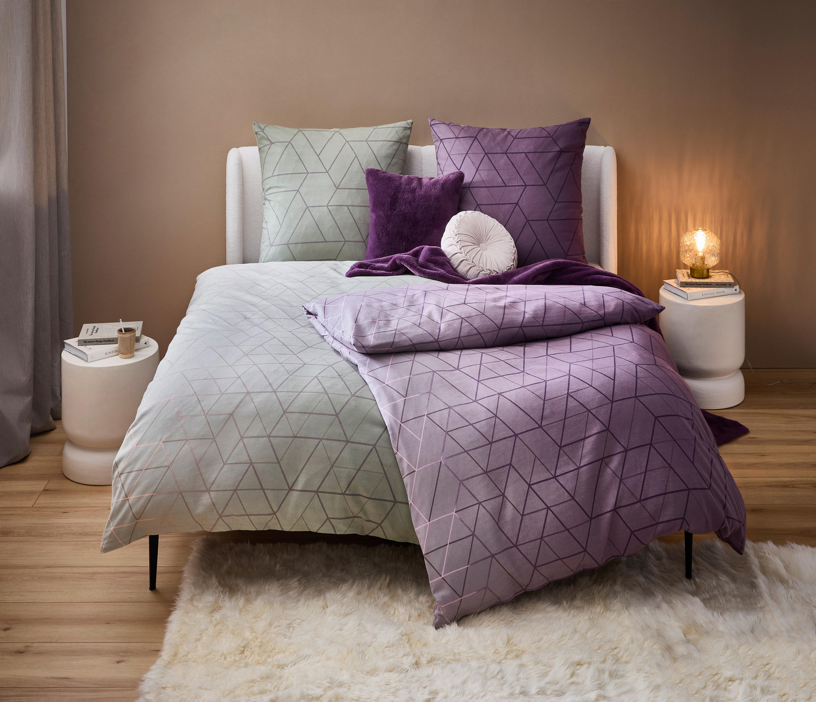 BETTWÄSCHE 135/200 cm SVEA Flanell  - Olivgrün, Design, Textil (135/200cm) - Estella