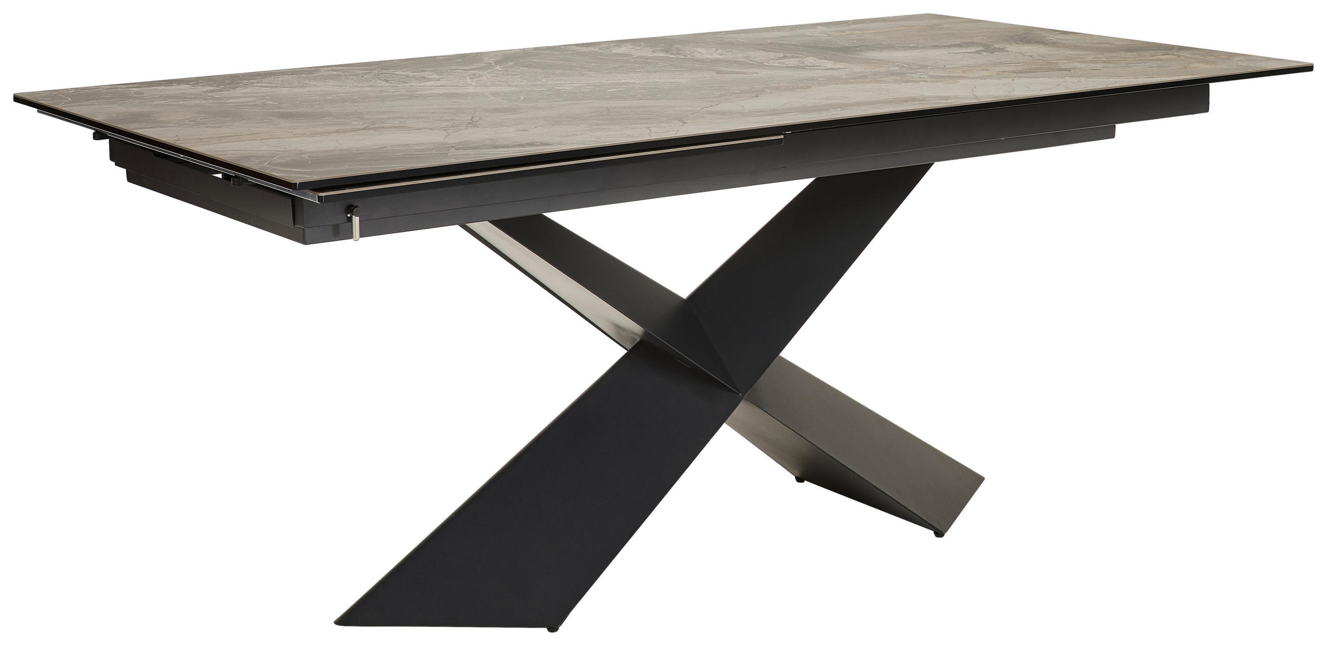 MATBORD brun, svart, beige rektangulär  utdragbar  - beige/brun, Design, metall/glas (180-250/98/77cm) - Emilio Belluti