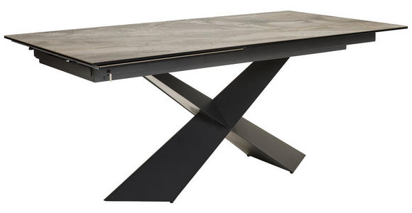 ESSTISCH in Metall, Glas, Keramik 180-250/98/77 cm  - Beige/Schwarz, Design, Glas/Keramik (180-250/98/77cm) - Emilio Belluti