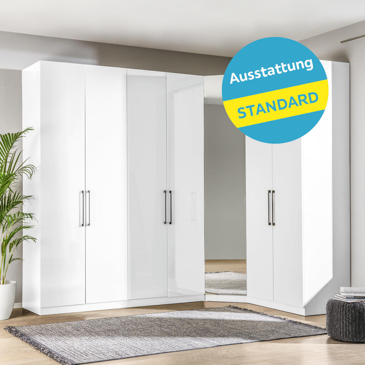 Eckschrank Mit Spiegel 273,3x182,2 Cm Unit Weiß