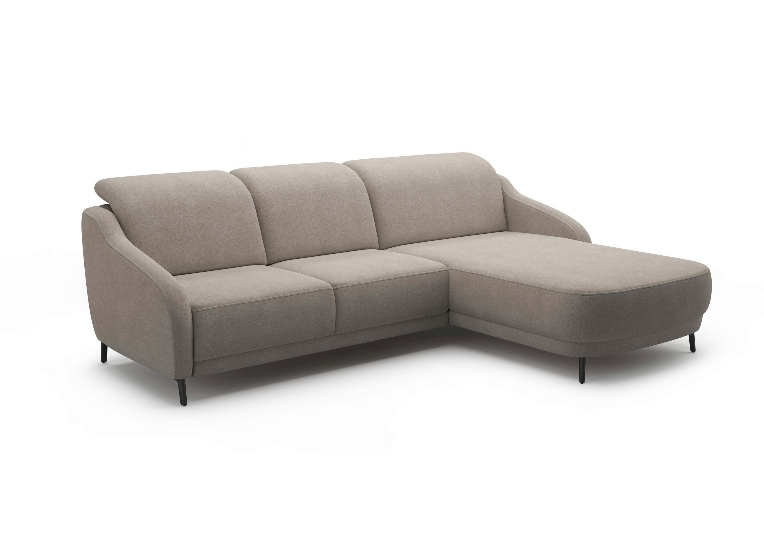 ECKSOFA BLUES V Haselnussfarben Mikrofaser  - Schwarz/Haselnussfarben, MODERN, Textil/Metall (271/191cm) - Sit & More
