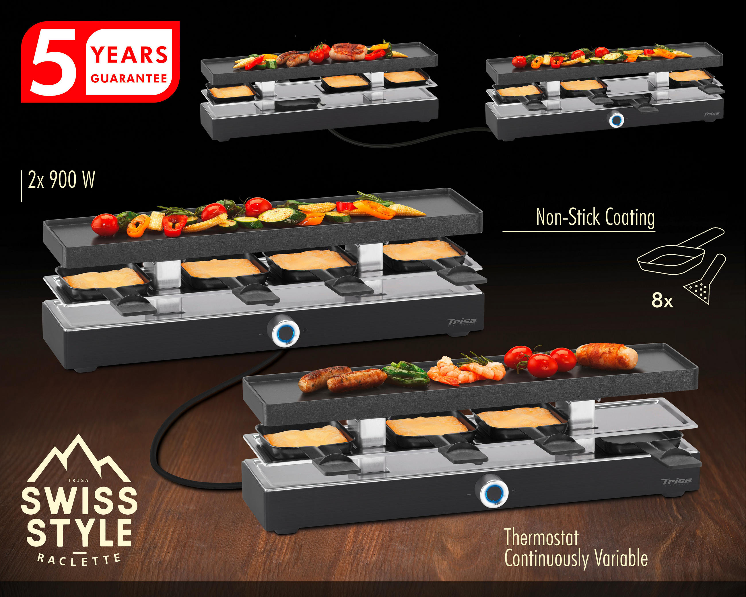 RACLETTE-GRILL  - Anthrazit, Design, Kunststoff (45,5/11/13,9cm) - Trisa Electronics