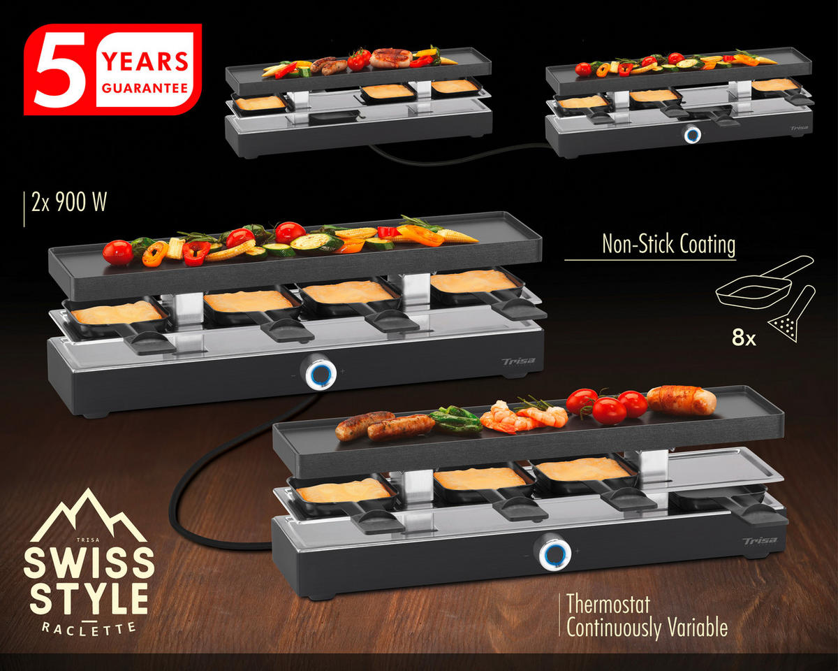 RACLETTE-GRILL  - Anthrazit, Design, Kunststoff (45,5/11/13,9cm) - Trisa Electronics