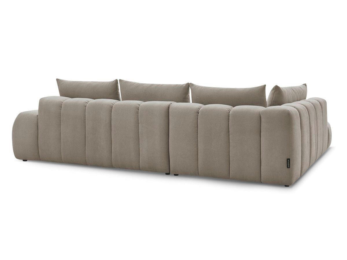 ECKSOFA Ottomane links  EVEREST Taupe Struktur  - Taupe/Schwarz, MODERN, Kunststoff/Textil (210/352cm) - Livetastic