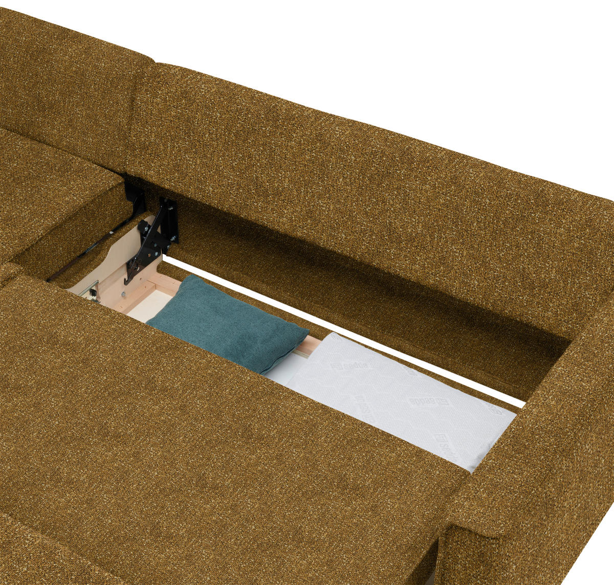 ECKSOFA  in Mikrovelours Senfgelb  170/237 cm  - Eichefarben/Senfgelb, KONVENTIONELL, Holz/Textil (170/237cm) - Sedda