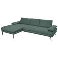 ECKSOFA in Echtleder Opal  180/310 cm  - Opal/Schwarz, Design, Leder/Metall (180/310cm) - Dieter Knoll