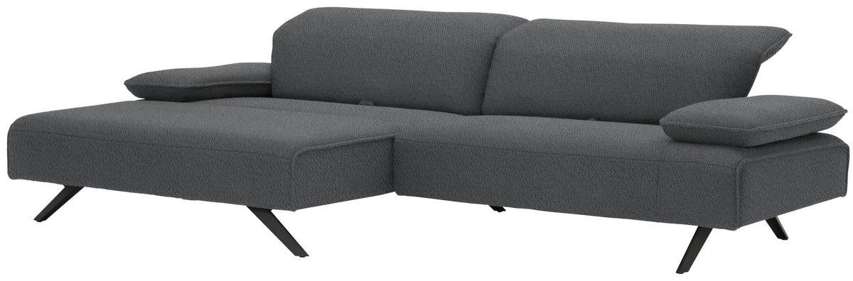 ECKSOFA in Flachgewebe Grau  - Anthrazit/Grau, Design, Textil/Metall (166/280cm) - Johann Jakob