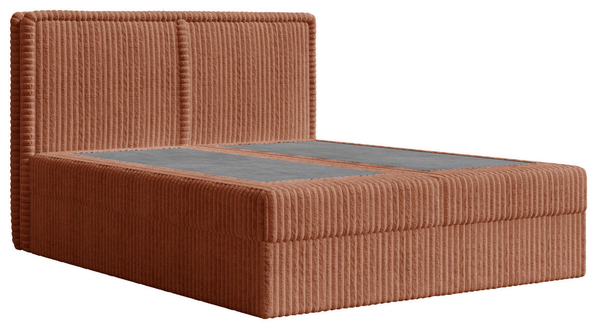 BOXBETT 140/200 cm,  in Terracotta, Bettkasten, Topper, H2 + H3 = mittel + fest  - Terracotta/Schwarz, MODERN, Holz/Kunststoff (140/200cm) - MID.YOU