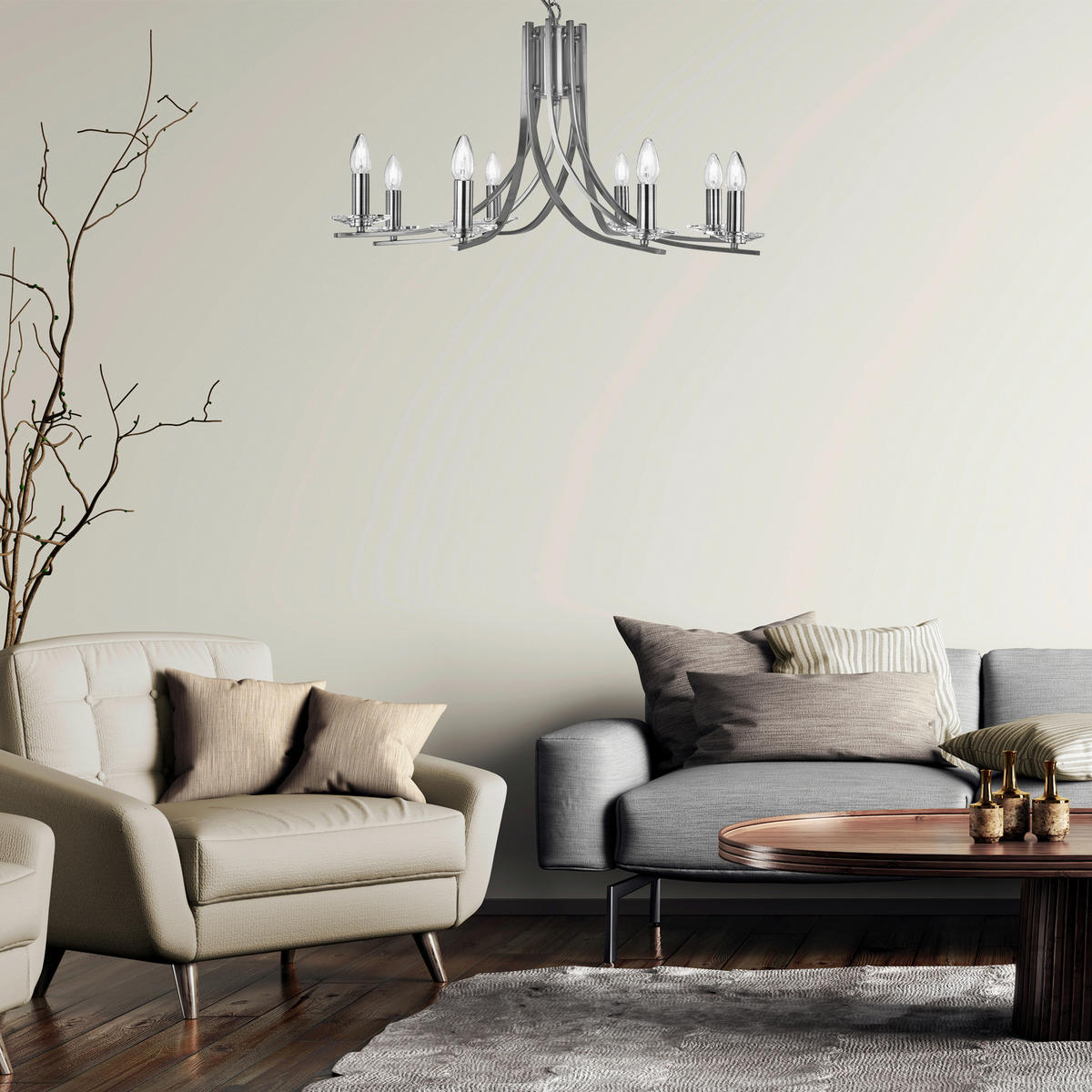 LUSTER  75/145 cm      Ascona  - srebrne boje, Konvencionalno, staklo/metal (75/145cm)
