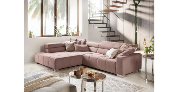 ECKSOFA Rosa Cord  - Chromfarben/Rosa, KONVENTIONELL, Textil/Metall (219/311cm) - Hom`in