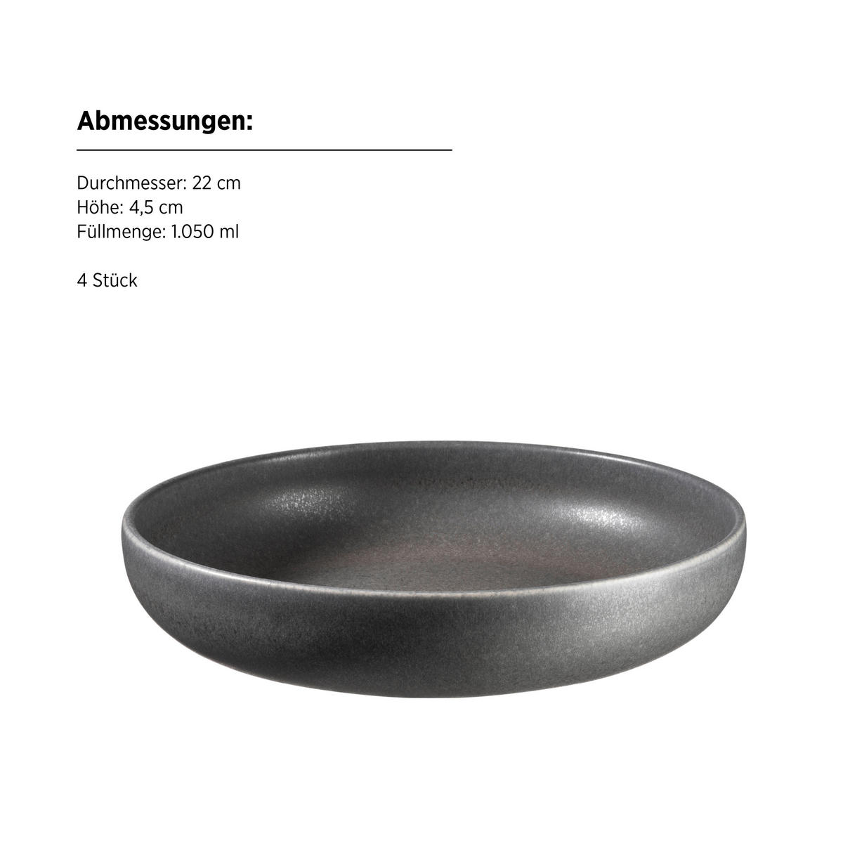 SCHÜSSELSET 4-teilig Unico   - Anthrazit, Basics, Keramik - Mäser