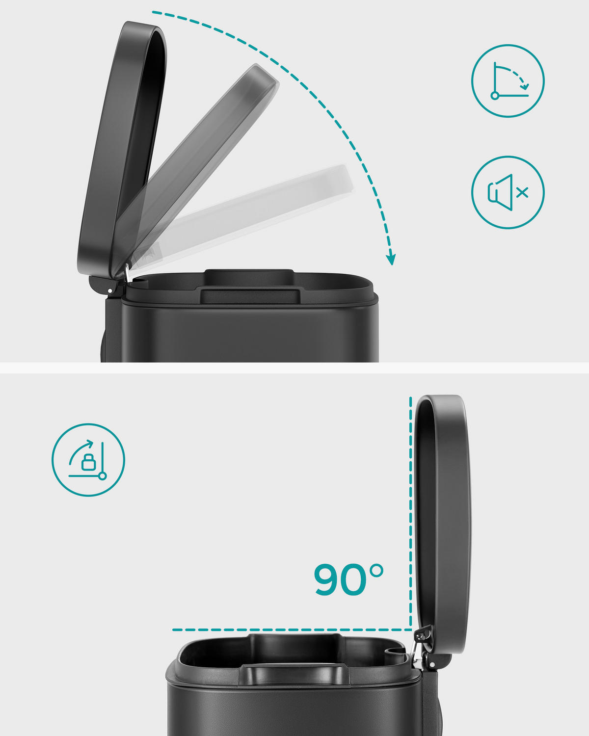 ABFALLSAMMLER 30 L  - Schwarz, Basics, Kunststoff/Metall (34,8/63,3/29,7cm)