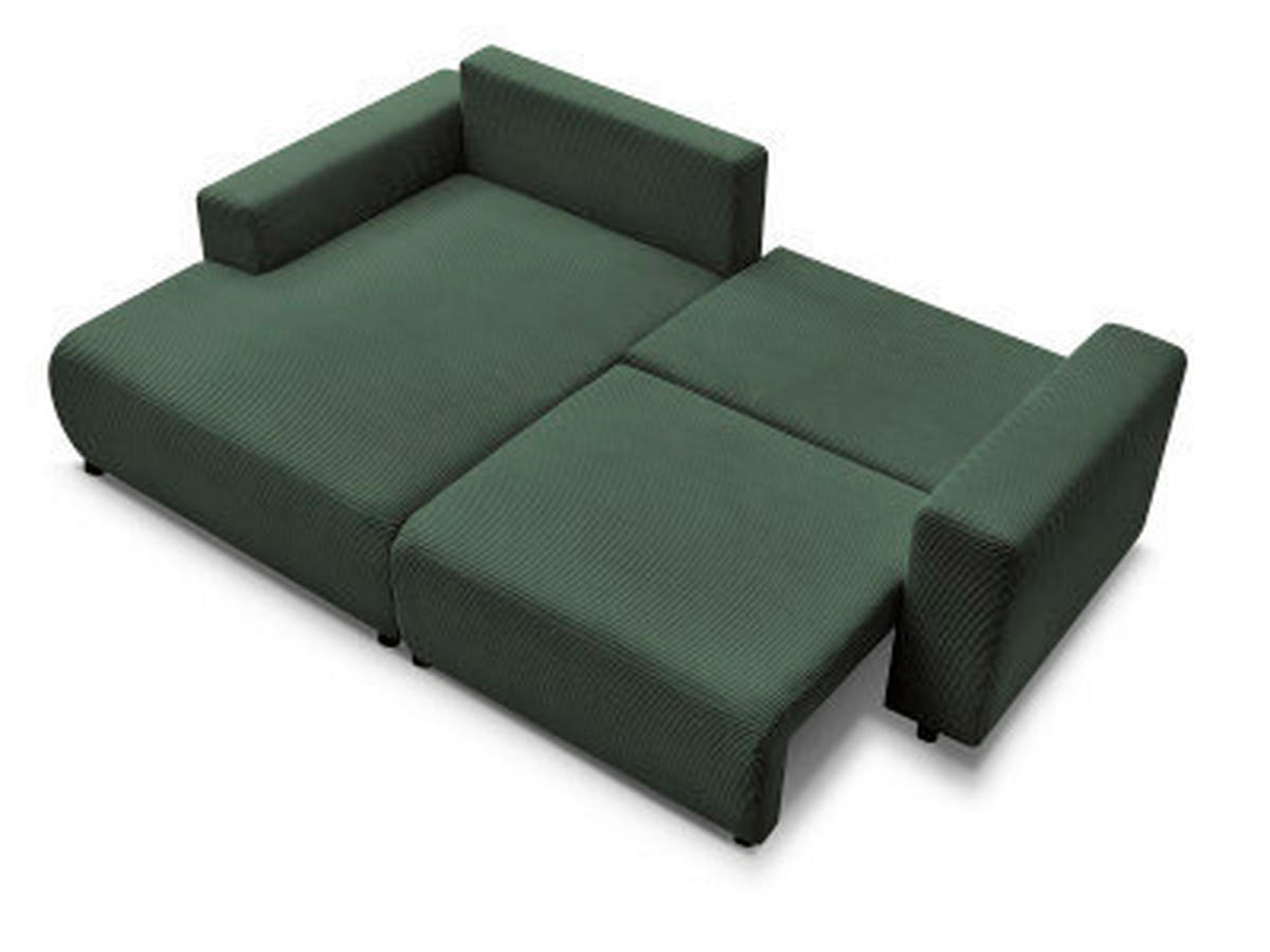 ECKSOFA Ottomane links  ATILLA Dunkelgrün Cord  - Dunkelgrün/Schwarz, MODERN, Kunststoff/Textil (149/244cm)