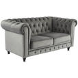 CHESTERFIELD-SOFA Samt Grau, Schwarz  - Schwarz/Grau, Trend, Holz/Textil (165/73/87cm) - Xora