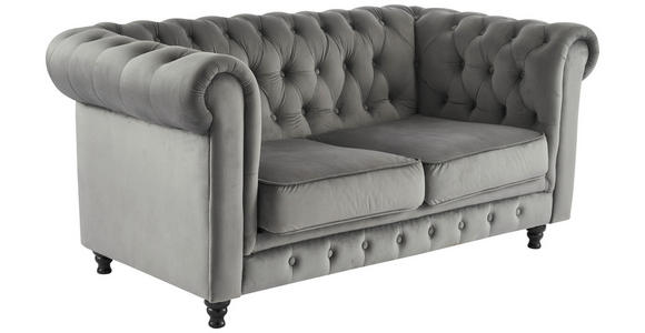 CHESTERFIELD-SOFA Samt Grau, Schwarz  - Schwarz/Grau, Trend, Holz/Textil (165/73/87cm) - Xora