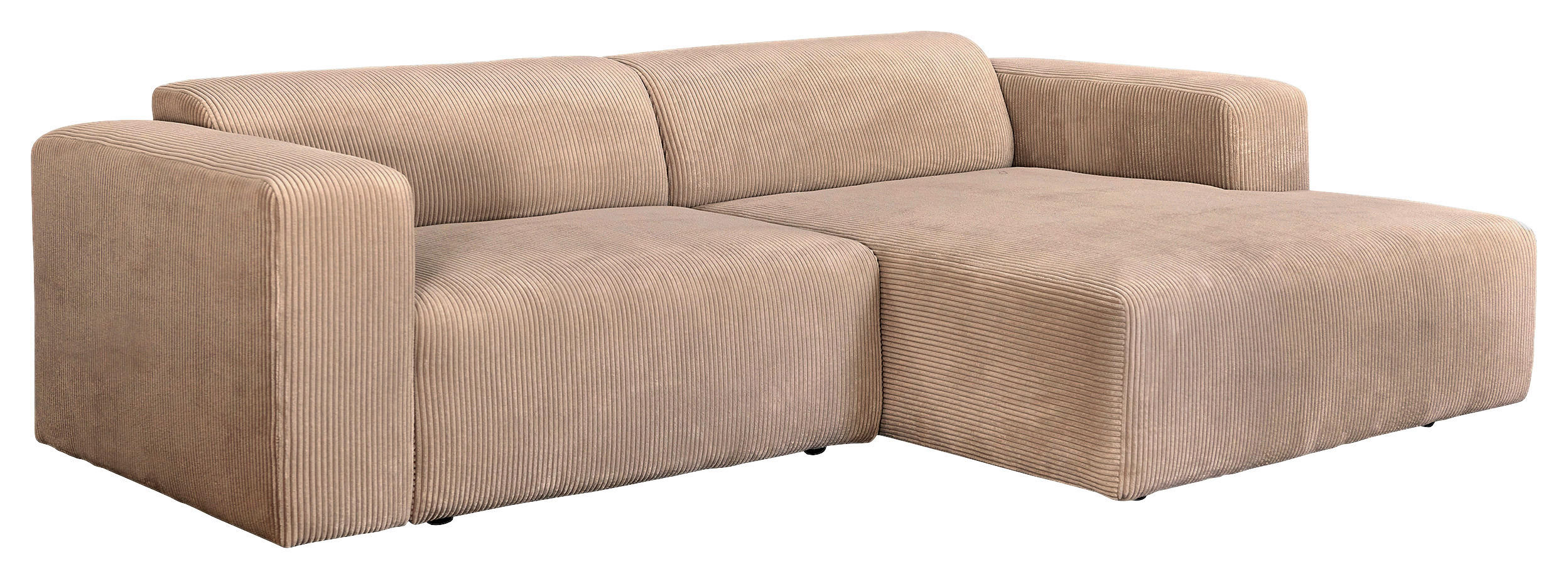 ECKSOFA in Cord Hellbraun - Hellbraun/Schwarz, Design, Kunststoff/Textil (298/175cm) - P & B