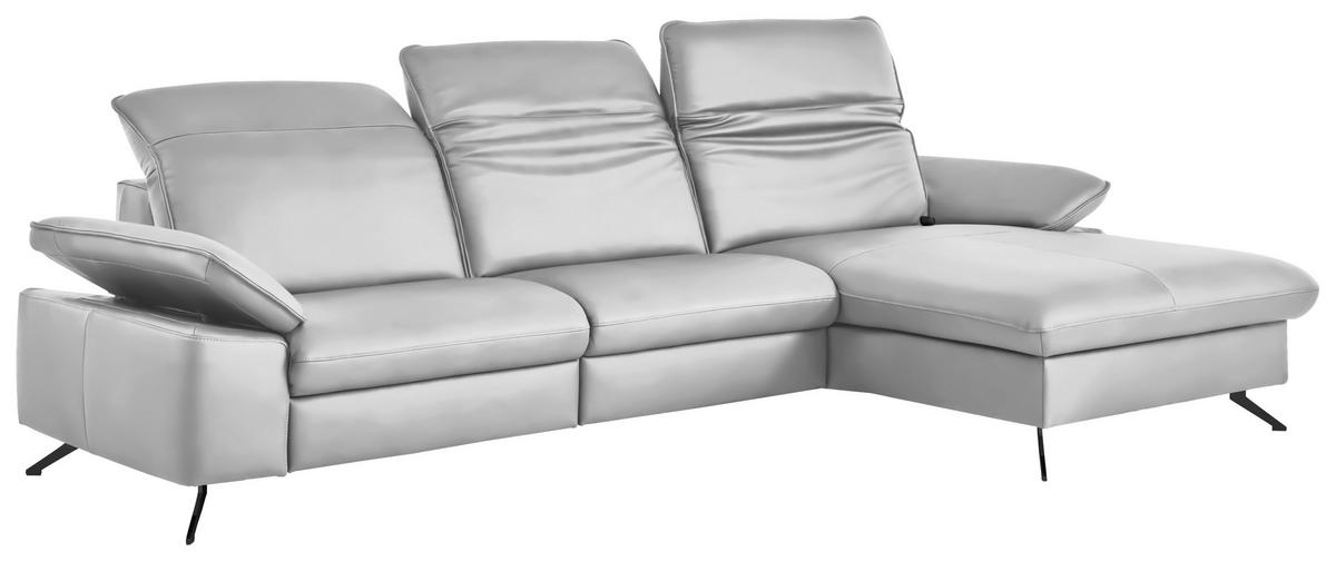 ECKSOFA  Echtleder Weiss  - Weiss/Schwarz, Design, Leder/Metall (307/169cm) - Beldomo Premium
