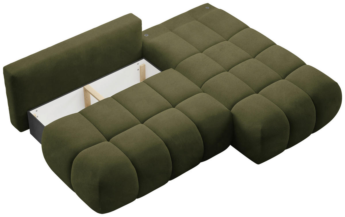 ECKSOFA TARANTO Grün Webstoff  - Schwarz/Grün, Design, Kunststoff/Textil (172/225cm) - Livetastic