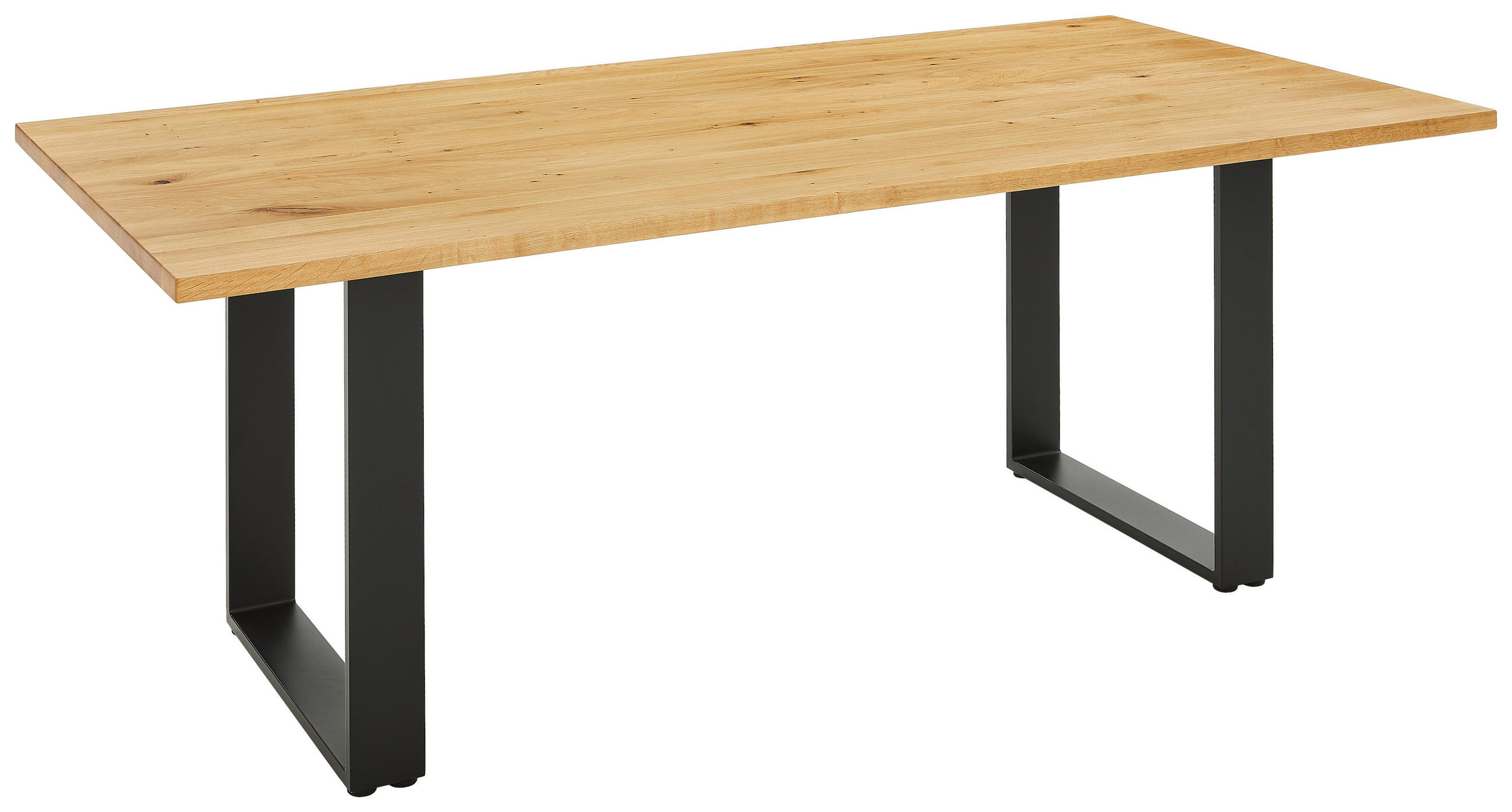ESSTISCH Eiche massiv rechteckig Eichefarben  - Eichefarben/Schwarz, Design, Holz/Metall (200/100/76cm) - Lomoco