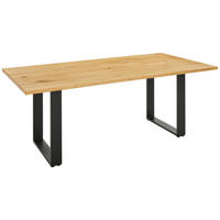 ESSTISCH Eiche massiv rechteckig Eichefarben  - Eichefarben/Schwarz, Design, Holz/Metall (200/100/76cm) - Lomoco