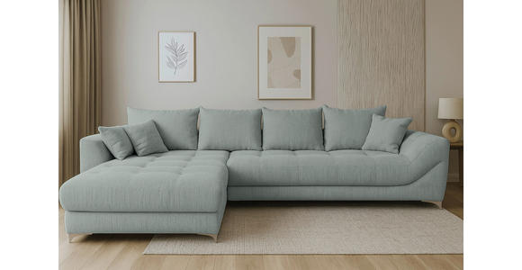 ECKSOFA Grau Chenille Zierkissen, Rückenkissen, Rücken echt  - Chromfarben/Grau, KONVENTIONELL, Textil/Metall (227/329cm) - Carryhome