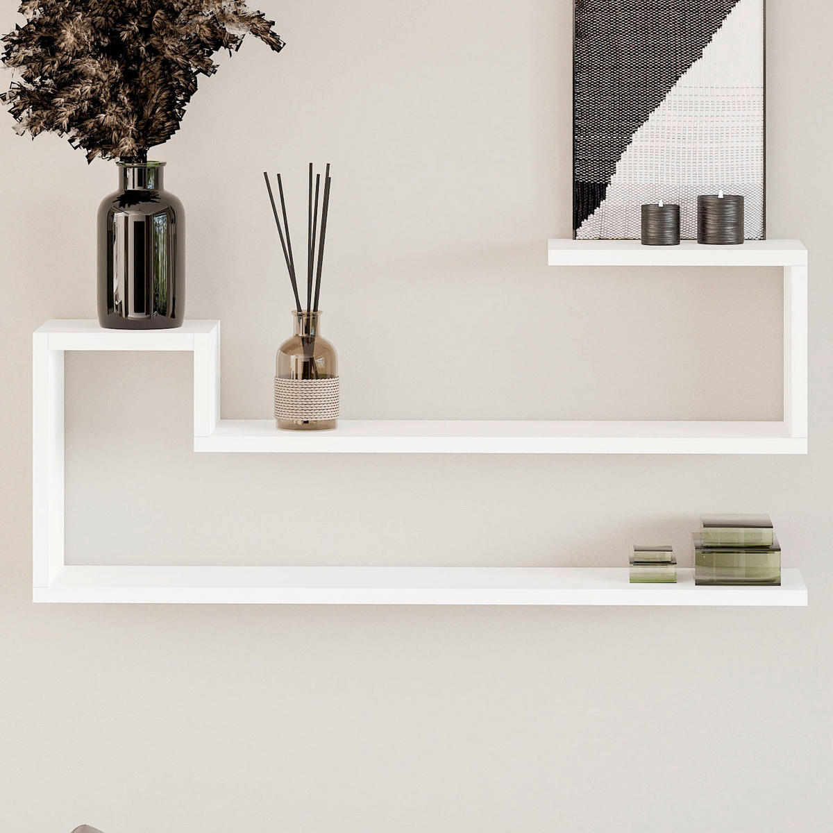 WANDREGAL Weiß  - Weiß, Design, Holzwerkstoff (90/41,2/17cm) - Livetastic