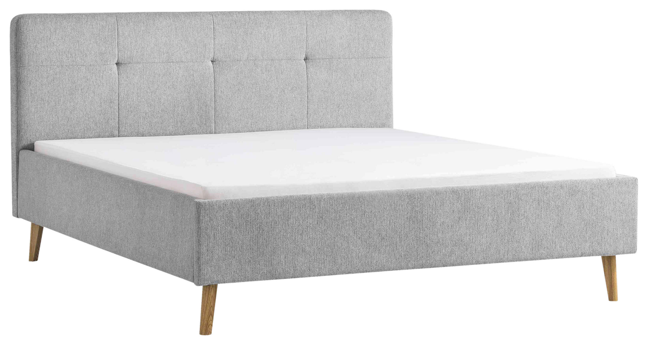 POLSTERBETT 180/200 cm  in Grau  - Eichefarben/Grau, Basics, Holz/Textil (180/200cm) - Xora