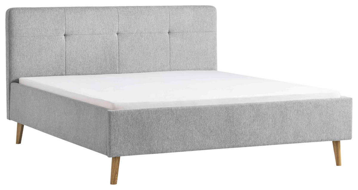 POLSTERBETT 180/200 cm  in Grau  - Eichefarben/Grau, Basics, Holz/Textil (180/200cm) - Xora