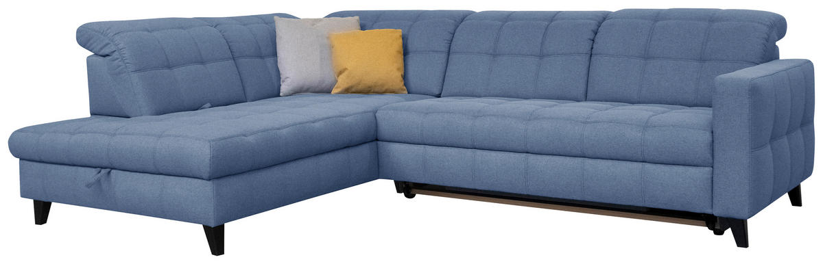 SEDEŽNA GARNITURA, tkanina modra  - modra/črna, Design, tekstil/les (216/297cm) - Xora