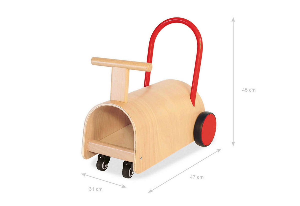 LAUFLERNWAGEN - Rot/Naturfarben, Basics, Holz (L 47 cm/B 31 cm/H 45 cmcm) - Pinolino