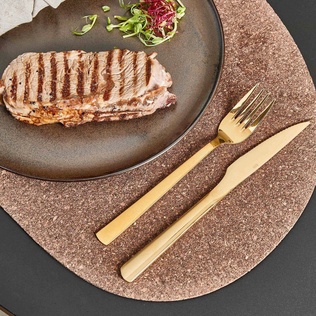 BESTECKSET RAW 8-teilig Edelstahl  - Goldfarben, Basics, Metall (26,3/19,2/3,45cm)