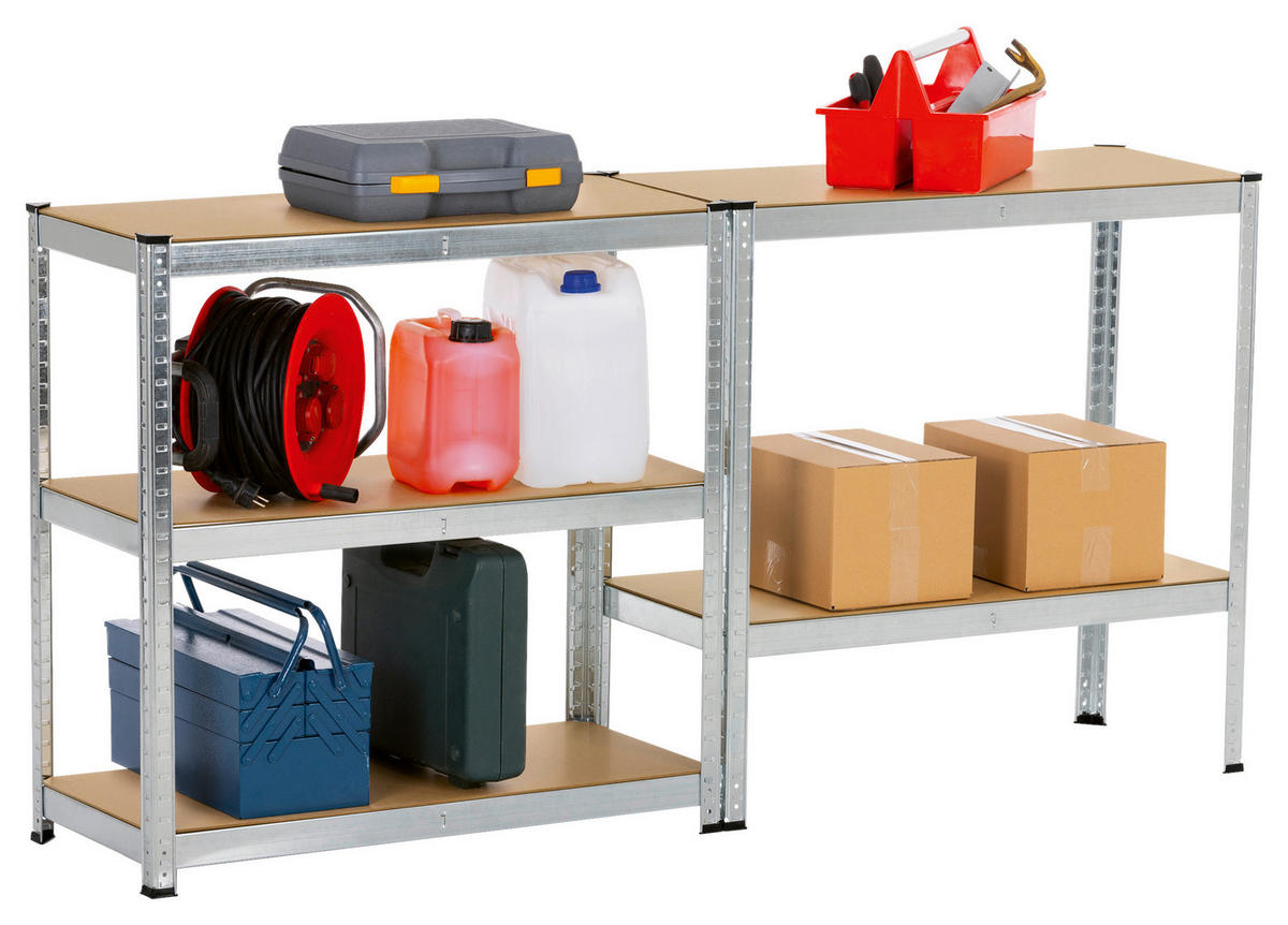 HYLLA FÖR TUNG LAST i 90/180/40 cm brun, stålfärgad  - stålfärgad/brun, Basics, metall/trämaterial (90/180/40cm)