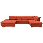 WOHNLANDSCHAFT in Mikrofaser Orange  - Chromfarben/Orange, Design, Kunststoff/Textil (204/350/211cm) - Xora