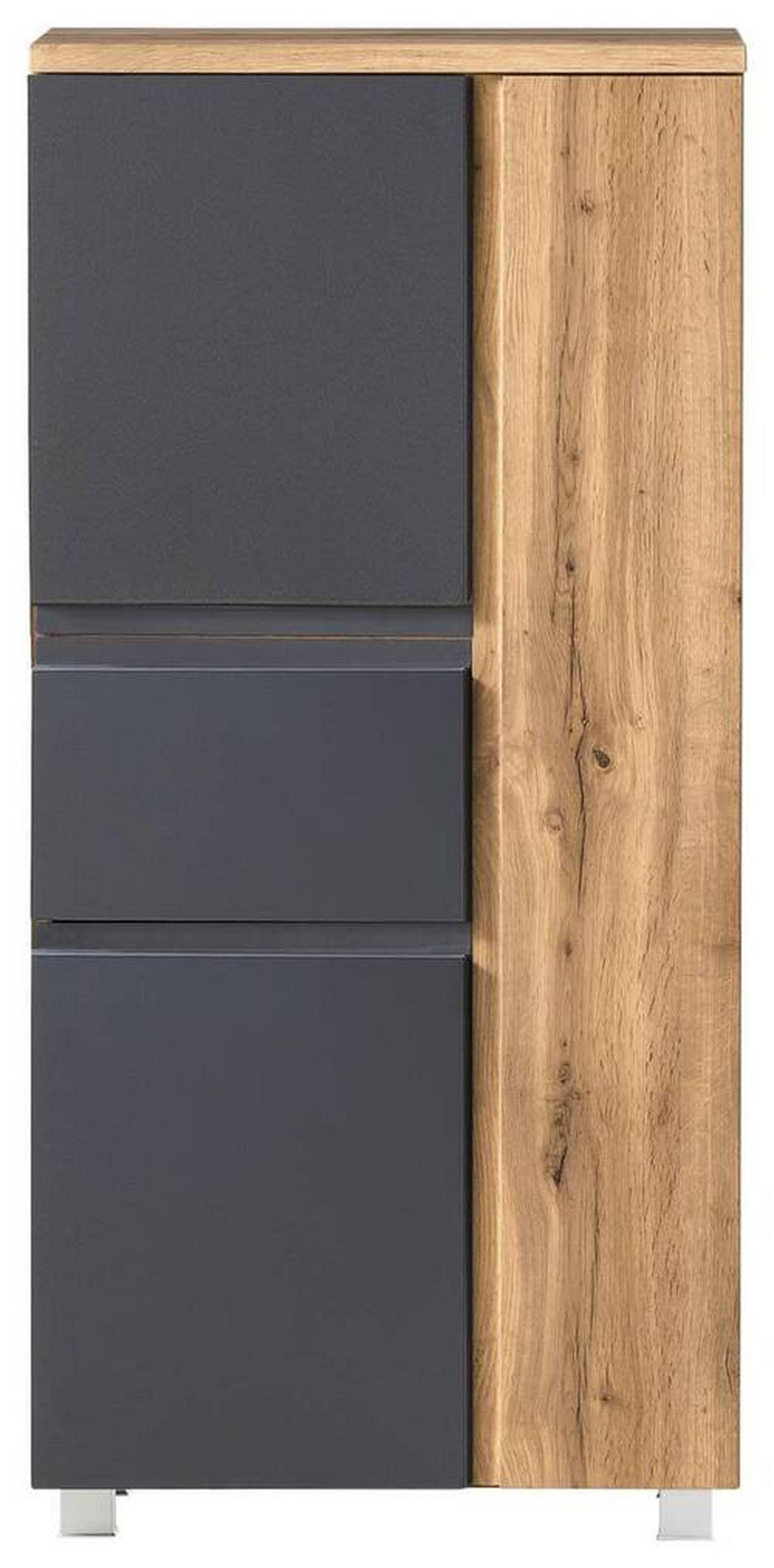 MIDISCHRANK 65/130/35 cm  - Silberfarben/Eiche Wotan, Modern, Holzwerkstoff/Kunststoff (65/130/35cm) - Held