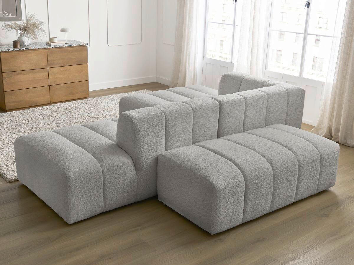 ECKSOFA  ANNECY Hellgrau Bouclé  - Hellgrau/Schwarz, MODERN, Kunststoff/Textil (170/262cm)