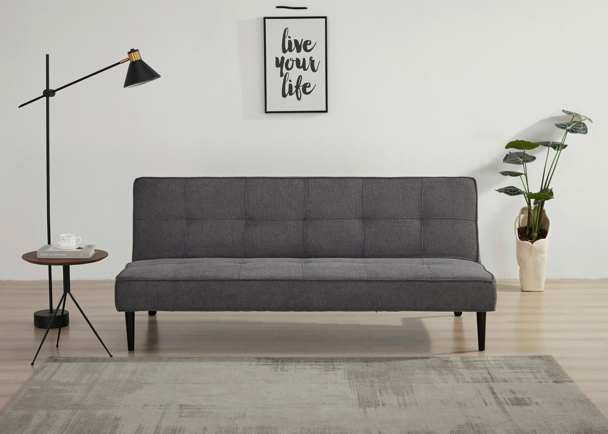 SCHLAFSOFA Webstoff Grau  - Schwarz/Grau, Design, Holz/Textil (179/77/93,5cm) - Ti'me