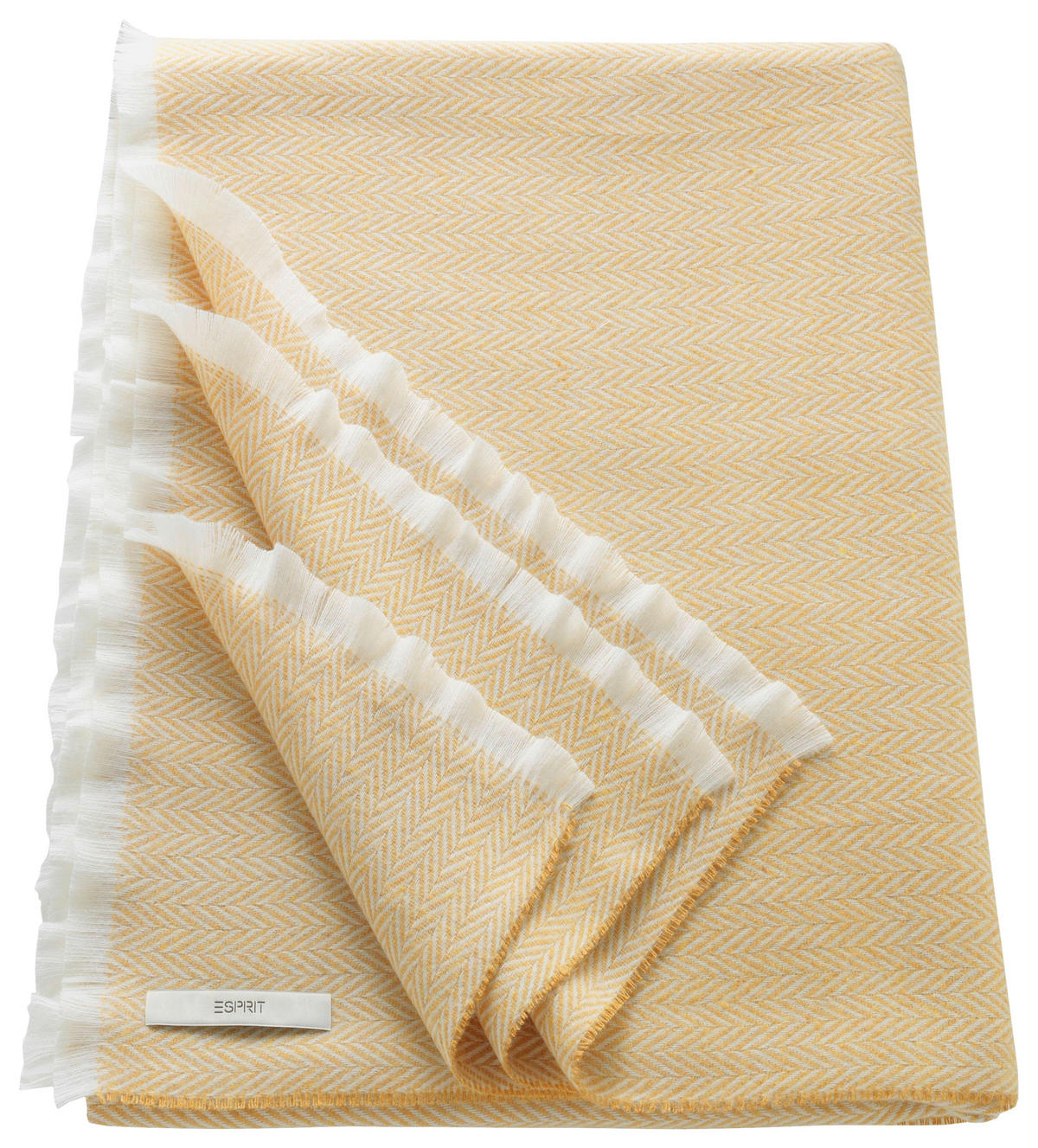 PLÄD 150/180 cm  - cremefärgad/gul, Klassisk, textil (150/180cm) - Esprit