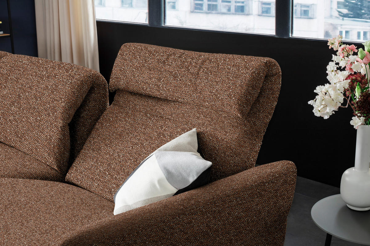 ECKSOFA in Chenille Kupferfarben  187/299 cm  - Schwarz/Kupferfarben, Design, Textil/Metall (187/299cm) - Schöner Wohnen